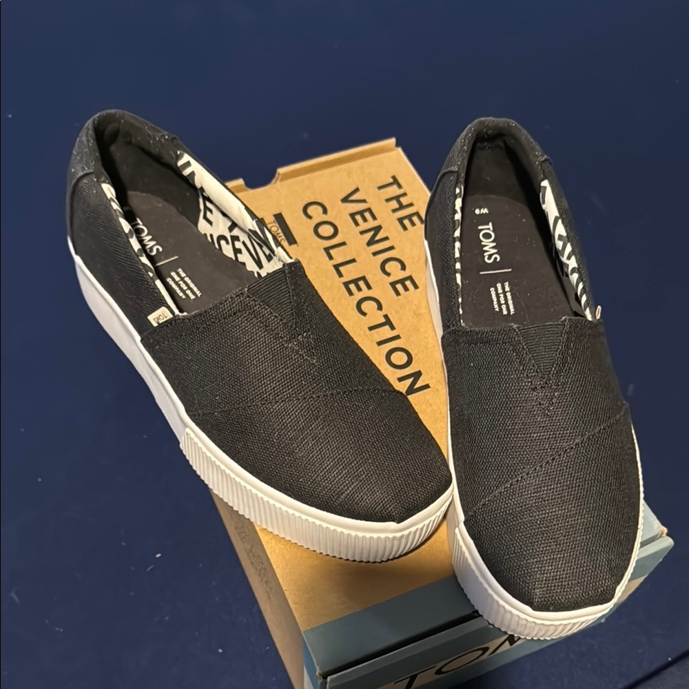 TOMS Classic Black Canvas Slip-Ons